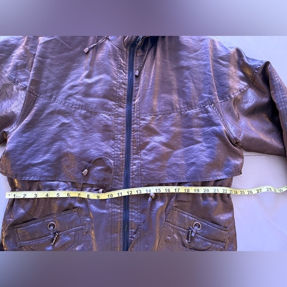 Sarah Morgan Vintage Winter Coat Women's hoodie pocket full zipper brown black L - Picture 10 of 16